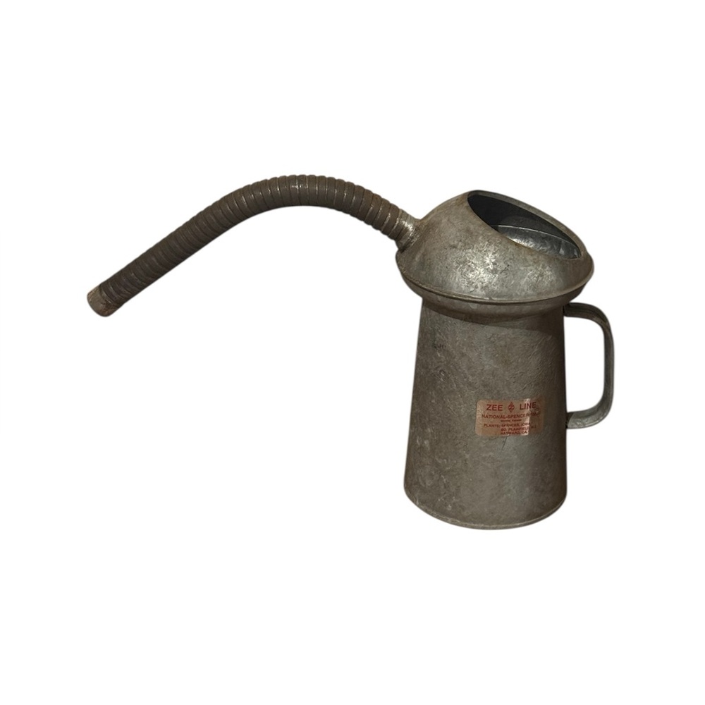 Vintage Zee Line Galvanized Oil Can Flexible Spout Industrial Metal Pour Can